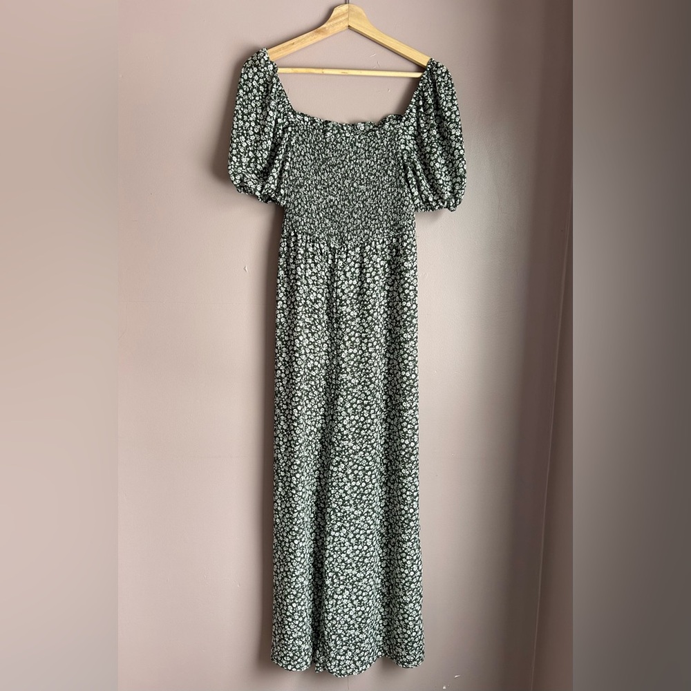 Francesca's Collections Green Floral Jumpsuit
